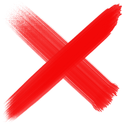 Red cross mark shape paint stroke